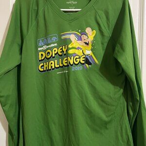 Run Disney Dopey Challenge 2020 Long Sleeve Athletic Shirt Men's Large Green